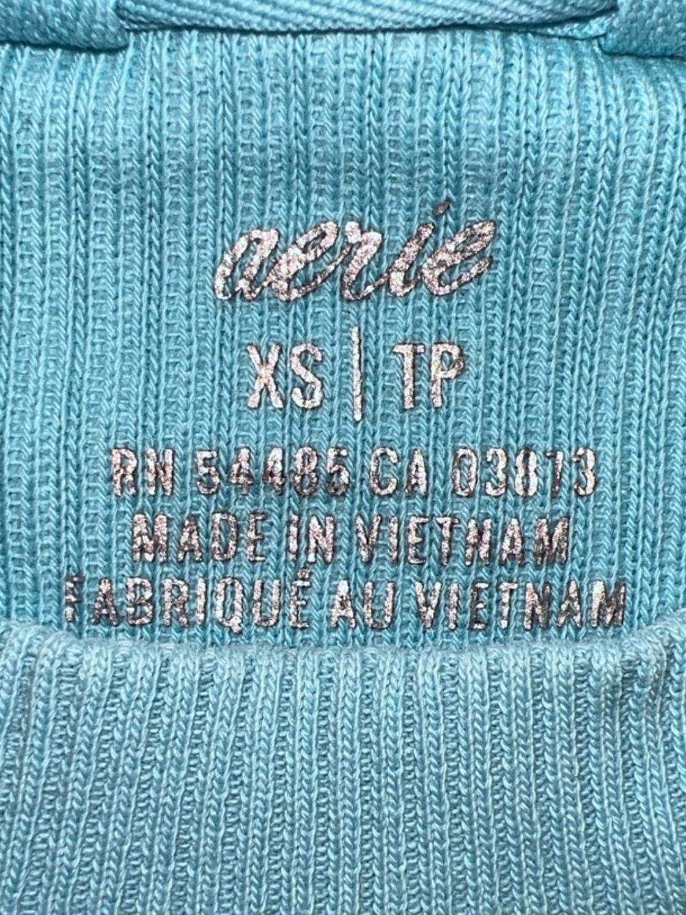 aerie Bright Turquoise Cropped Ribbed Oversized Crewneck Sweater - Picture 2 of 10